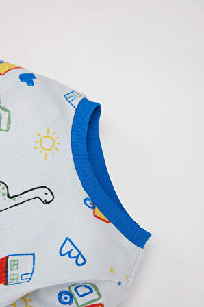 DeFacto Erkek Bebek Pijama Takımı Dinazor Baskılı Uzun Kollu Fitilli Kaşkorse Üst Beli Lastikli Uzun Alt D8319A5NSBE216
