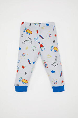 DeFacto Erkek Bebek Pijama Takımı Dinazor Baskılı Uzun Kollu Fitilli Kaşkorse Üst Beli Lastikli Uzun Alt D8319A5NSBE216