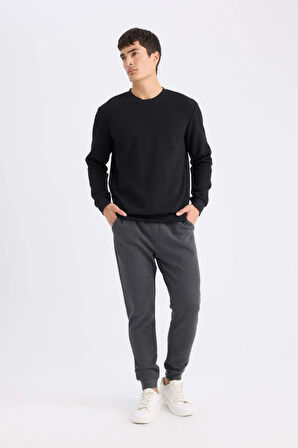 DeFacto Slim Fit Dar Kesim Jogger Eşofman Altı Basic Düz Pike Beli Bağcıklı Lastikli Paça Cepli  R9262AZ24AUAR184