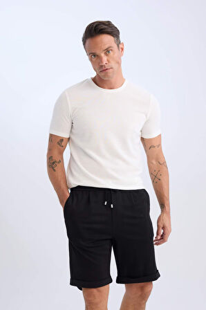 Beli Bağcıklı Pike Bermuda Şort