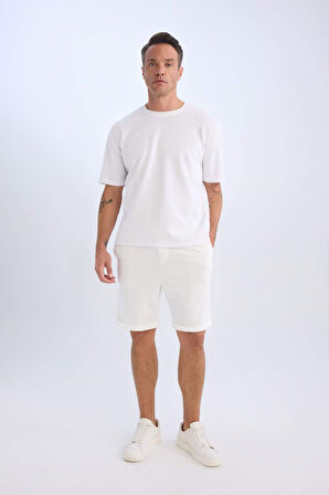 DeFacto Beli Bağcıklı Yazlık Pike Bermuda Şort A7341AX25SPWT32