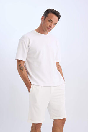 DeFacto Beli Bağcıklı Yazlık Pike Bermuda Şort A7341AX25SPWT32