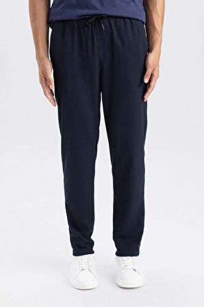 	Basic Düz Beli Lastikli Bağcıklı Cepli Jogger Düz Paça Lacivert Pantolon