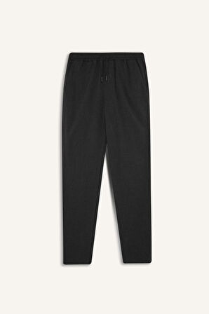 	Basic Düz Beli Lastikli Bağcıklı Cepli Jogger Düz Paça Lacivert Pantolon