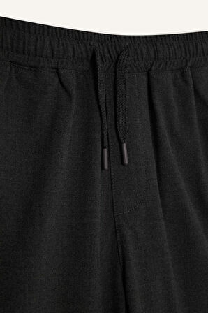 	Basic Düz Beli Lastikli Bağcıklı Cepli Jogger Düz Paça Lacivert Pantolon