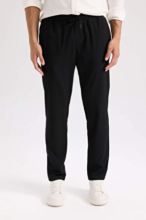 	Basic Düz Beli Lastikli Bağcıklı Cepli Jogger Düz Paça Lacivert Pantolon