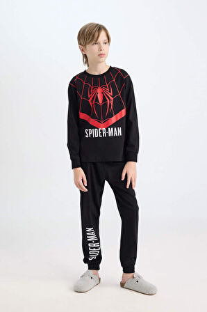 DeFacto Erkek Çocuk Pijama Takımı Marvel Spiderman Uzun Kollu Üst Uzun Alt D6527A824WNBK81