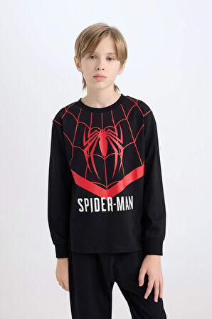 DeFacto Erkek Çocuk Pijama Takımı Marvel Spiderman Uzun Kollu Üst Uzun Alt D6527A824WNBK81