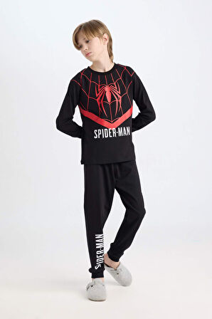 DeFacto Erkek Çocuk Pijama Takımı Marvel Spiderman Uzun Kollu Üst Uzun Alt D6527A824WNBK81