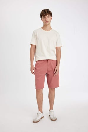 DeFacto Regular Fit Düz Paça Gabardin Bermuda Şort C5397AX24SMOG350