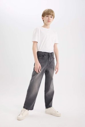 DeFacto Loose Fit Düz Paça Basic Düz Jean Pantolon Erkek Çocuk D6489A825SMNM55