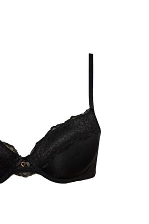 DeFacto Fall in Love Sevgililer Günü Dantel Detaylı Dolgulu Push Up Bra D8163AX25SPBK81