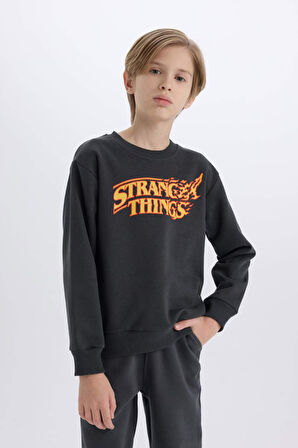 DeFacto Erkek Çocuk Stranger Things Bisiklet Yaka Kalın Sweatshirt D4791A824WNAR208