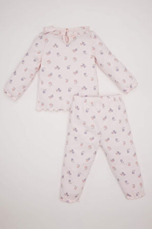 DeFacto Kız Bebek Pijama Takımı Meyve Desenli Uzun Kollu Üst Uzun Alt D8651A524WNPN144