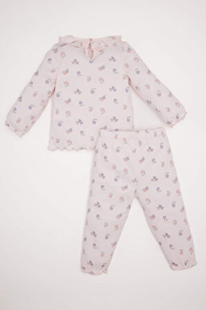 Kız Bebek Pijama Takımı Meyve Desenli Uzun Kollu Üst Uzun Alt