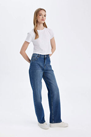 DeFacto 90's Wide Leg Yüksek Bel Uzun Jean Yıkamalı Pantolon D8153AX24WNNM34