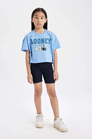 DeFacto Kız Çocuk Looney Tunes Bisiklet Yaka Kısa Kollu Crop Tişört C4823A824SMBE303