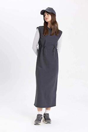DeFacto Regular Fit Sweatshirt Kumaşı Maxi Elbise C6232AX24SPAR213