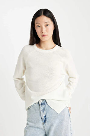 I6913 Regular Fit Yumuşak Dokulu Bisiklet Yaka Basic Düz Triko Kazak