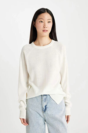 I6913 Regular Fit Yumuşak Dokulu Bisiklet Yaka Basic Düz Triko Kazak