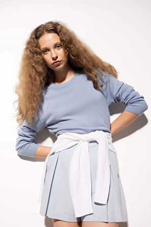 I6913 Regular Fit Yumuşak Dokulu Bisiklet Yaka Basic Düz Triko Kazak