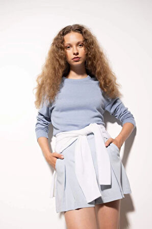 I6913 Regular Fit Yumuşak Dokulu Bisiklet Yaka Basic Düz Triko Kazak