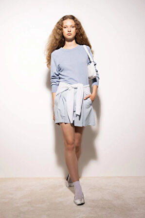 I6913 Regular Fit Yumuşak Dokulu Bisiklet Yaka Basic Düz Triko Kazak