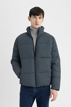 DeFacto Su İtici Slim Fit Şişme Mont Dar Kesim Dik yaka Fermuarlı Cepli Astarlı C5631AX24WNGN1085
