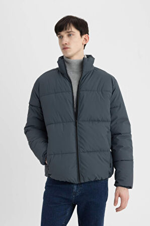 DeFacto Su İtici Slim Fit Şişme Mont Dar Kesim Dik yaka Fermuarlı Cepli Astarlı C5631AX24WNGN1085