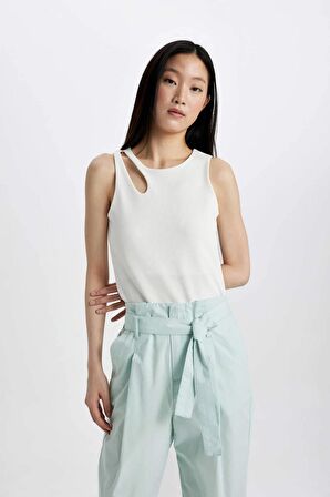 DeFacto Slim Fit Bisiklet Yaka Fitilli Kaşkorse Atlet A3422AX24SPER105