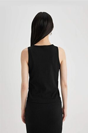 DeFacto Slim Fit Bisiklet Yaka Fitilli Kaşkorse Atlet A3422AX24SPBK81