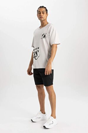 DeFactoFit NBA Los Angeles Lakers Boxy Fit Bisiklet Yaka Kısa Kollu Tişört B9895AX24SMGR94