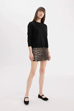 C0058 Siyah Regular Fit Yumuşak Dokulu Bisiklet Yaka Basic Düz Triko Kazak