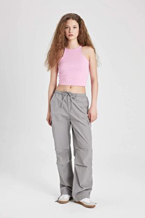 DeFacto Coool Paraşüt Poplin Pantolon Basic Düz Cepli Beli Lastikli A6266AX24SPGR67
