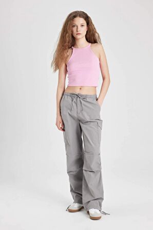 DeFacto Coool Paraşüt Poplin Pantolon Basic Düz Cepli Beli Lastikli A6266AX24SPGR67