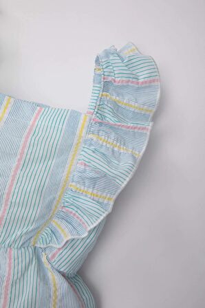 Kız Bebek Çizgili Poplin Tulum