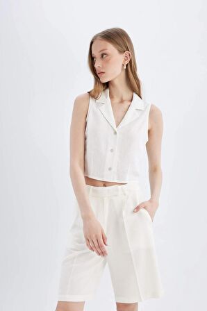 DeFacto Yüksek Bel Kısa Paça Saten Şort D1326AX24SMWT32