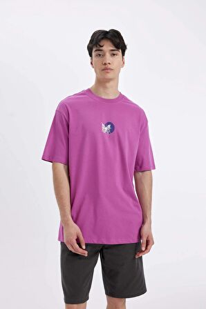DeFacto Comfort Regular Fit Rahat Kalıp Bisiklet Yaka Sırt Baskılı Kısa Kollu Tişört C4089AX24SMPR191