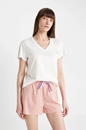 Fall in Love Baskılı Kısa Kollu Şortlu Pijama Takımı