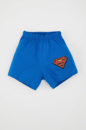 Erkek Bebek Pijama Takımı Superman Penye Kısa Kollu Üst Şort