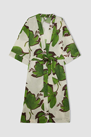 Desenli Pamuklu Kimono-Fall in Love