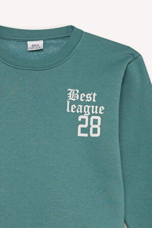 DeFacto Erkek Çocuk Oversize Geniş Kalıp Bisiklet Yaka Sırt Baskılı Sweatshirt D1912A824WNGN757