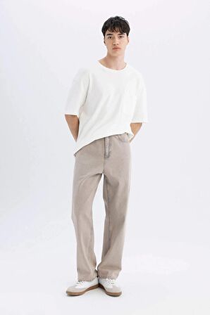DeFacto Baggy Fit Geniş Kalıp Normal Bel Geniş Paça Jean Pantolon C2051AX24SMGR302