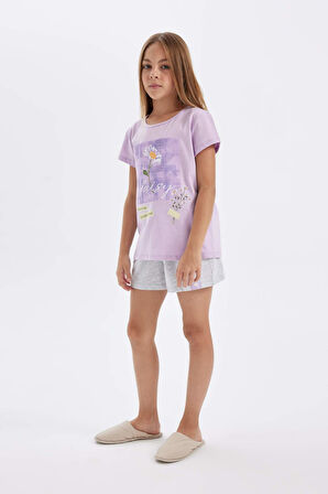DeFacto Kız Çocuk Baskılı Kısa Kollu Şortlu Pijama Takımı D2067A824SMPR143