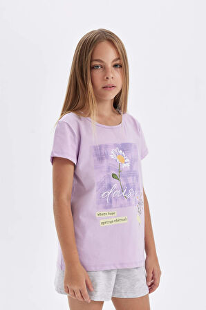 DeFacto Kız Çocuk Baskılı Kısa Kollu Şortlu Pijama Takımı D2067A824SMPR143