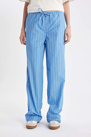 DeFacto Coool Straight Fit Çizgili Normal Bel Poplin Pantolon D4855AX24HSBE86