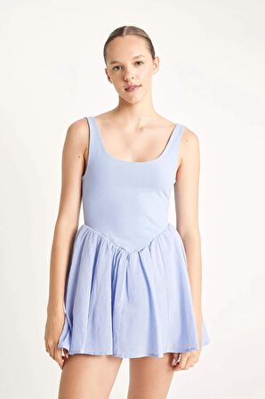 DeFacto Coool Yuvarlak Yaka Kalın Askılı Mini Elbise D5005AX24HSPR462