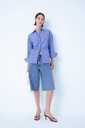 DeFacto Oversize Fit Poplin Uzun Kollu Gömlek D4899AX24AUBE270