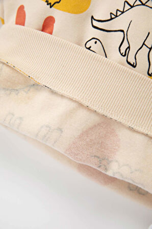 DeFacto Erkek Bebek Bisiklet Yaka Hayvan Desenli İçi Yumuşak Tüylü Sweatshirt D3932A524WNER42