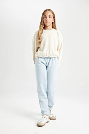 DeFacto Kız Çocuk Standart Fit Beli Paçası Lastikli Basic Düz Jogger Eşofman Altı D3206A824WNBE523